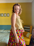 Mustard Gingham Frilly Top
