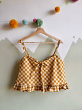 Mustard Gingham Frilly Top