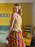 Mustard Gingham Frilly Top