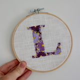 Initial Embroidery Kit | Purple and Yellow
