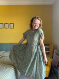 Green and Pink Floral Day Dress