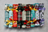 Green Check with Woven Christmas Tree - Handmade Fabric Christmas Crackers