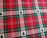 Red Check with Green Woven Christmas Tree - Handmade Fabric Christmas Crackers