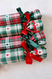 Red Check with Green Woven Christmas Tree - Handmade Fabric Christmas Crackers