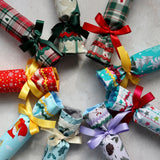 Red and White Snowflakes - Handmade Fabric Christmas Crackers