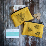 Hand Printed Bumblebee Coin Purse