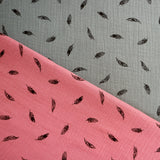 Sarah Double Gauze Cotton Fabric | Pink and Teal Feathers