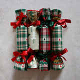 Green Check with Woven Christmas Tree - Handmade Fabric Christmas Crackers