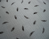 Sarah Double Gauze Cotton Fabric | Pink and Teal Feathers